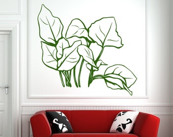 Tropical Leaf Wall Decal (fr) Autocollant de mur de feuilles tropicales Tropical Decals Wall Decor PL24