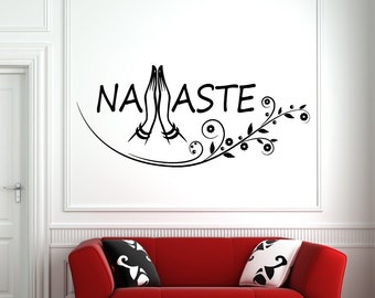 Namaste Hands Wall Decal: Yoga Studio Decor Y29