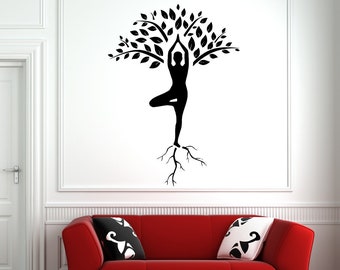 Yoga Wall Decal | Yoga Tree Wall Decal | Yoga Pose Wall Decor | Yoga Studio Wall Decor Y33