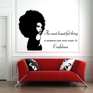 Beautiful African Woman Wall Decal African Girl Wall Sticker Quote Beauty Salon Wall Art HS154