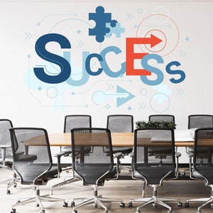 Success Office Wall Decal Teamwork Quote Wall Sticker Office Decor Inspire Office Quote Motivation Idea Wall Art Idea Light Bulb Decal CD138