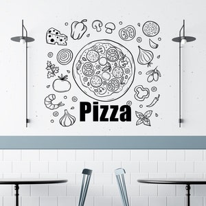Sticker mural pizza | Autocollant en vinyle pour pizzeria | Décorations pour restaurant italien P09