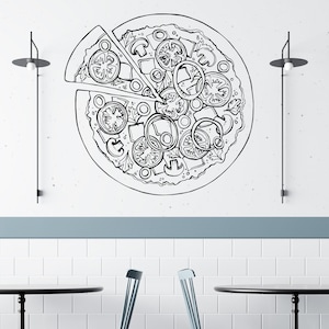 Sticker mural pizza | Autocollant en vinyle pour pizzeria | Décorations pour restaurant italien P06