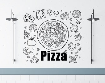 Murale sur mesure,Pizza murale pour restaurants occidentaux,Murale amovible autocollante Grande photo de papier peint