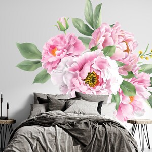 Flowers Wall Decal Floral Wall Decor For Nursery Room Watercolor Peony Wall Sticker FLC32