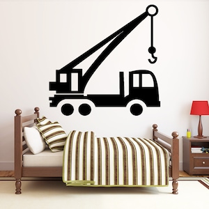 Construction Crane Wall Decal | Heavy Construction Wall Sticker | Crane Wall Decor | Decals for Boys HL14