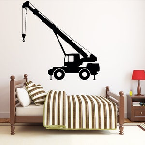 Construction Crane Wall Decal | Heavy Construction Wall Sticker | Crane Wall Decor | Decals for Boys HL15