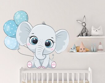 Adesivo murale con elefantino - Adesivo per la decorazione della cameretta dei bambini in acquerello CD42