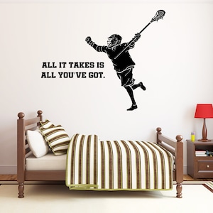 Lacrosse Wall Decal | Lacrosse Wall Decor | Custom Name Lacrosse Player | Lacrosse Sticks Wall Sticker lc25