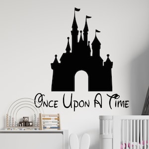 Once Upon a Time Quote Wall Decal Castle Wall Sticker Princess Castle for Nursery Wall Decor 4117