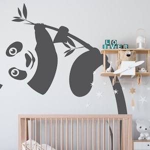 Baby Panda Bear On Bamboo Tree Wall Decal Panda Bear wall Decor Panda Bear Wall Art for Nursery Wall Decor 1145