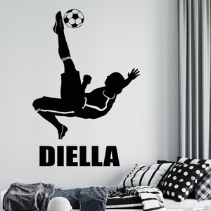 パーソナライズされた名前のサッカーゴールキーパーの壁用デカール | サッカー選手の壁用ステッカー | サッカーの壁用装飾 | 5119