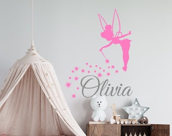 Tinkerbelle Wall Decal Tinkerbelle Quote Fairy Pixie Dust Nursery Kids Cartoon Wall Sticker cn26