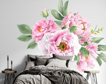 Flowers Wall Decal Floral Wall Decor For Nursery Room Watercolor Peony Wall Sticker FLC32