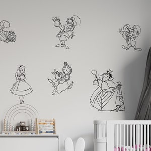 Alice im Wunderland Wandtattoo | Alice Wand Dekor | Cartoon Wandaufkleber AL16