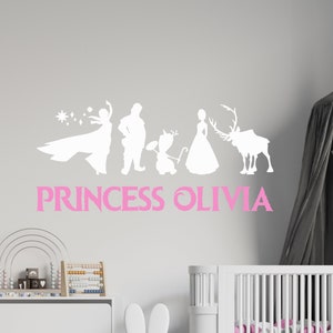 Personalized Name Princess Elsa Wall Decal | Frozen Wall Decor | Cartoon Wall Sticker | Wall Decor for Girls Bedroom DP44