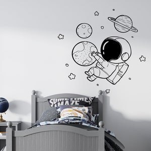 Astronaut Wall Decal | Outer Space Wall Decal | Custom Name Wall Decal | Decal for Nursery AST33