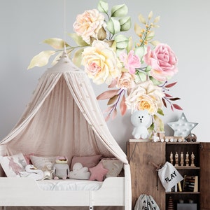 Flowers Wall Decal Floral Wall Decor For Nursery Room Watercolor Peony Wall Sticker FLC20