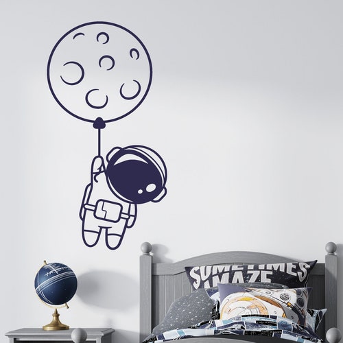 Astronaut Wall Decal Outer Space Wall Decal Custom Name Etsy