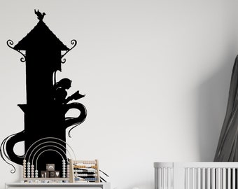 Turm Leuchten | Rapunzel Vinyl Aufkleber | Mädchenzimmer Märchen Dekor | DP9