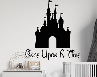 Once Upon a Time Quote Wall Decal Castle Wall Sticker Princess Castle for Nursery Wall Decor 4117