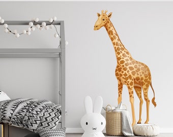 Wandtattoo Giraffe | Safari Dschungel-Kinderzimmer Aufkleber | Wieder ablösbares Vinyl Dekor CD61