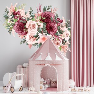 Flowers Wall Decal Floral Wall Decor For Nursery Room Watercolor Peony Wall Sticker FLC18