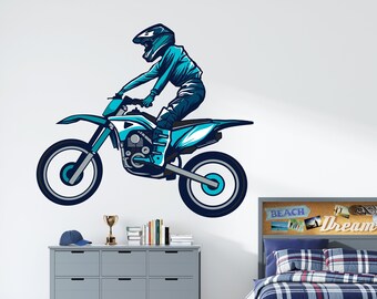 Sky Surge Motocross Motorcycle Wall Decal | Extreme Sports Boys Room Decor | BK54