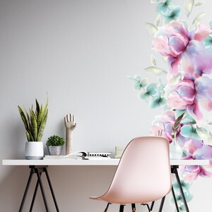 Flowers Wall Decal Floral Wall Decor For Nursery Room Watercolor Peony Wall Sticker FLC10