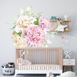 Blumen Wandtattoo Blumen Wanddekor Für Kinderzimmer Aquarell Pfingstrose Wandsticker FLC28