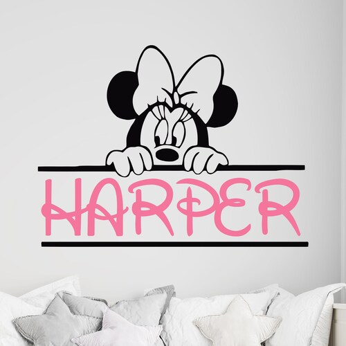 Personalized Name Wall Decal Minnie Mouse Wall Decal Etsy