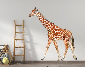 Wandtattoo Giraffe | Safari Dschungel-Kinderzimmer Aufkleber | Großes Tier Wandbild CD68