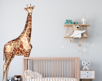 Safari Giraffe Kinderzimmer Vinyl Wand Aufkleber | Dschungeltier Aufkleber | Abnehmbares Decor CD63