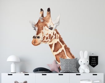 Safari Giraffe Vinyl Wand Aufkleber | Kinderzimmer Dekor | Wieder ablösbarer Tier Sticker CD67