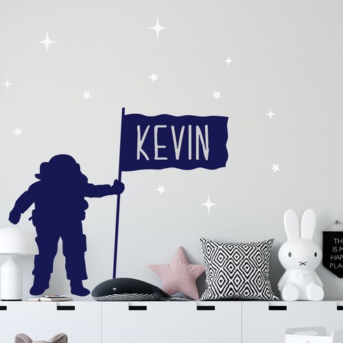 Astronaut Wall Decal Outer Space Wall Decal Custom Name Etsy