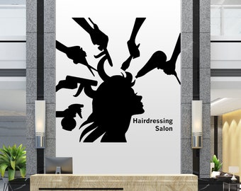 Hair Salon Wall Decal: Stylist Tools, Beauty Salon Decor 006re