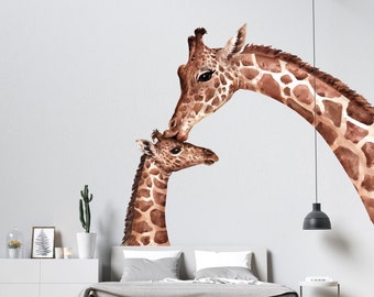 Kuschelige Giraffe Wandtattoo | Safari Dschungel-Kinderzimmer Aufkleber | Familie Tier Dekor CD66
