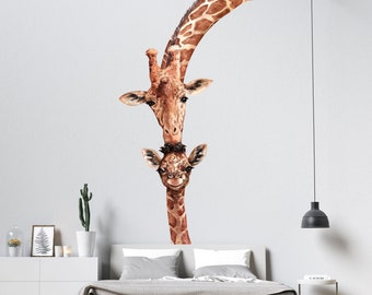 Wandtattoo Giraffe | Safari Dschungel-Kinderzimmer Aufkleber | Hohes Tier Vinyl Art CD65