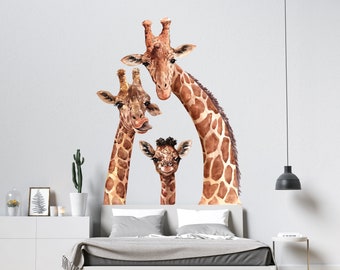 Giraffe Family Vinyl Wall Decal | Safari Nursery Decor | Animal Theme Jungle Art CD70
