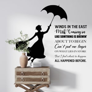 Mary Poppins Book Quote Wall Decal Cartoon Decals for Nursery Let's Fly a Kite Mary Poppins Wall Art CUS247