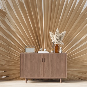 Boho Leaf  Wallpaper Peel and Stick Line Art Boho Self Adhesive Mural Removable Fabric 3D Brown Wallpaper PW294