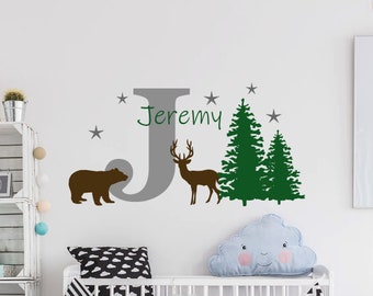 Personalized Name Wall Decal | Forest Wall Decal | Custom Name Wall Decal | Decal for Nursery cn44