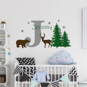 Personalized Name Wall Decal | Forest Wall Decal | Custom Name Wall Decal | Decal for Nursery cn44