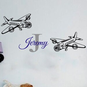 Personalized Name Wall Decal |Airplane Wall Decal | Custom Name Wall Decal | Decal for Nursery t510