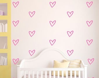 Heart Wall Decal | Heart Wall Decor for Nursery | Heart Stickers for Wall | Set of 80 | HRT1