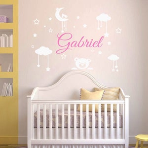 Personalized Name Wall Decal | Clouds Wall Decal | Custom Name Wall Decal | Decal for Nursery cn16