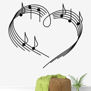 Music Notes Heart Wall Decal Music Wall Decor Music Instrument Wall Decal 362t