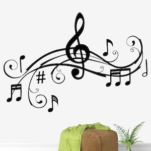 Music Notes Wall Decal Music Wall Decor Music Instrument Wall Decal 438t