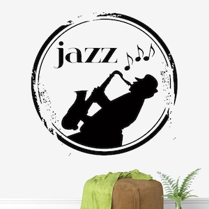 Jazz Saxophone Music Wall Decal Music Wall Decor Music Instrument Wall Decal 386t