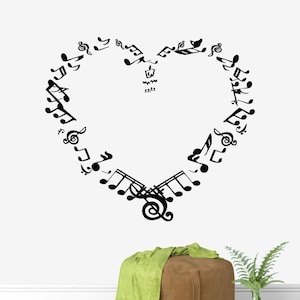 Music Notes Heart Wall Decal Music Wall Decor Music Instrument Wall Decal 412t